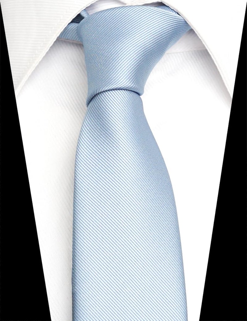 ZENXUS Solid Skinny Ties for Men, 2.5 inch Slim Dusty Blue Ties Bulk for Wedding and Activities, 5-Pack - Image 3